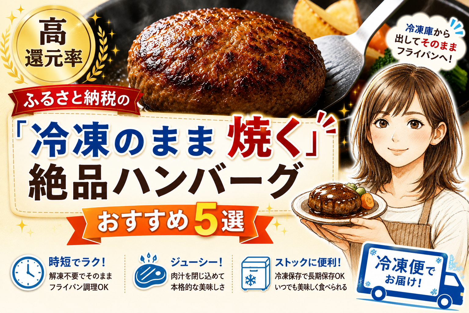 ふるさと納税　ハンバーグ　冷凍のまま焼く