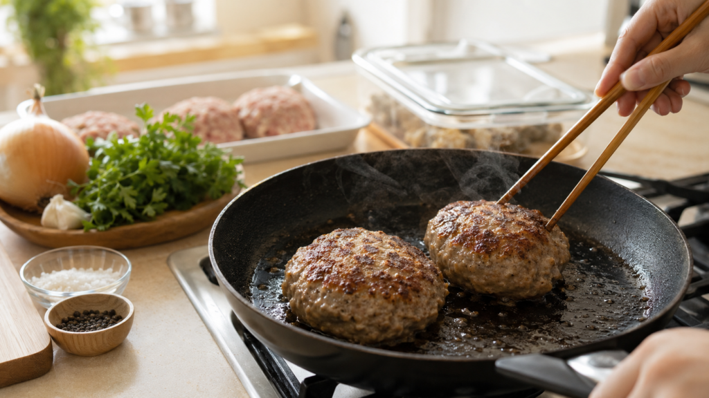 無添加ハンバーグの焼き方
